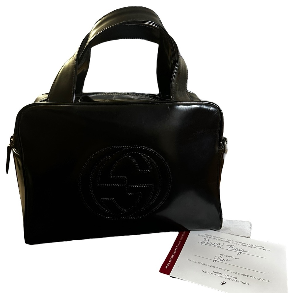 Gucci x Tom Ford Black Lacquered Leather bag PM authenticated. - Picture 3 of 13